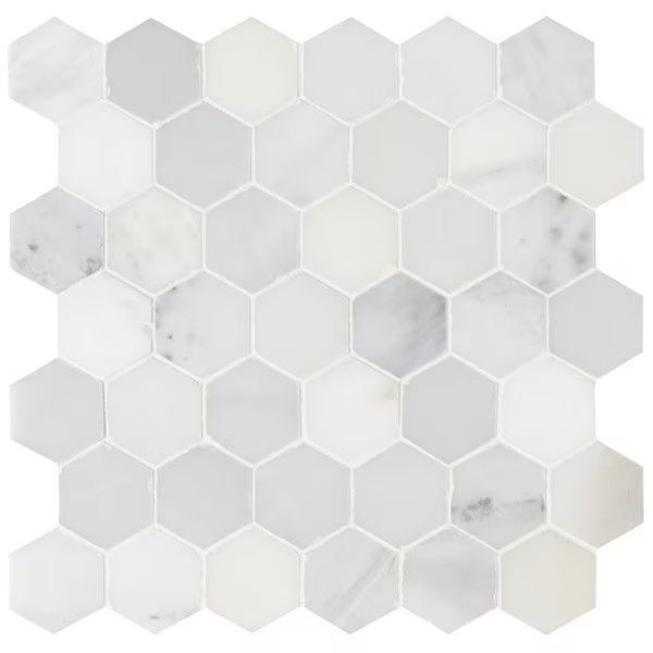 Arabescato Carrara SAMPLE Honed Marble Mesh-Mounted Mosaic Tile, Msi, Mfr#: ZOR-MD-0476-SAM